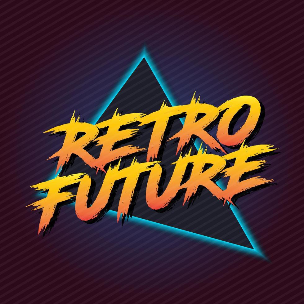 Retro Future Logo 80's Style Vector Art. Glowy Neon Logo