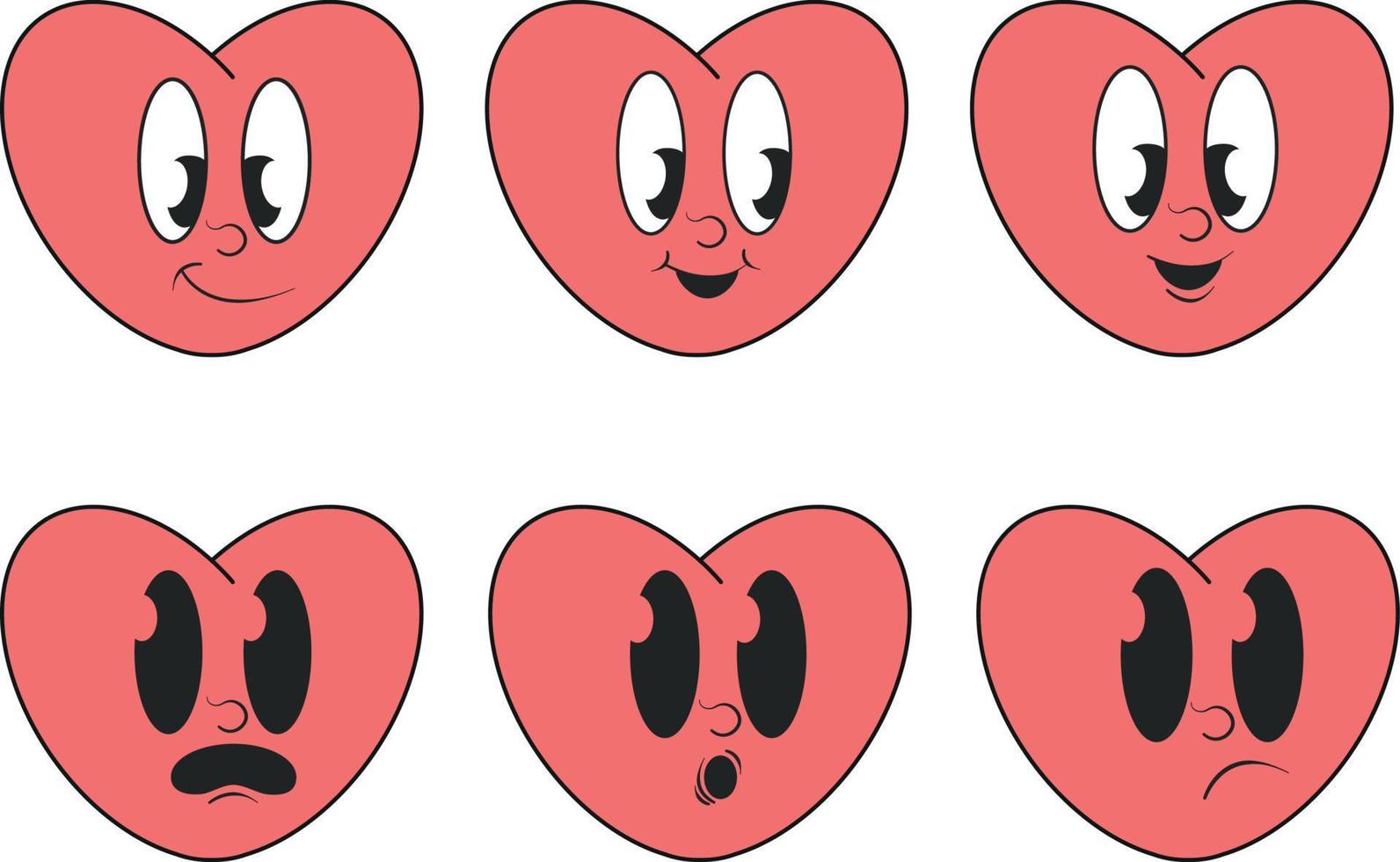 Valentine's Day heart. Funny faces of hearts. Use for card, poster, banner, web design and t-shirt print. Vector illustration.