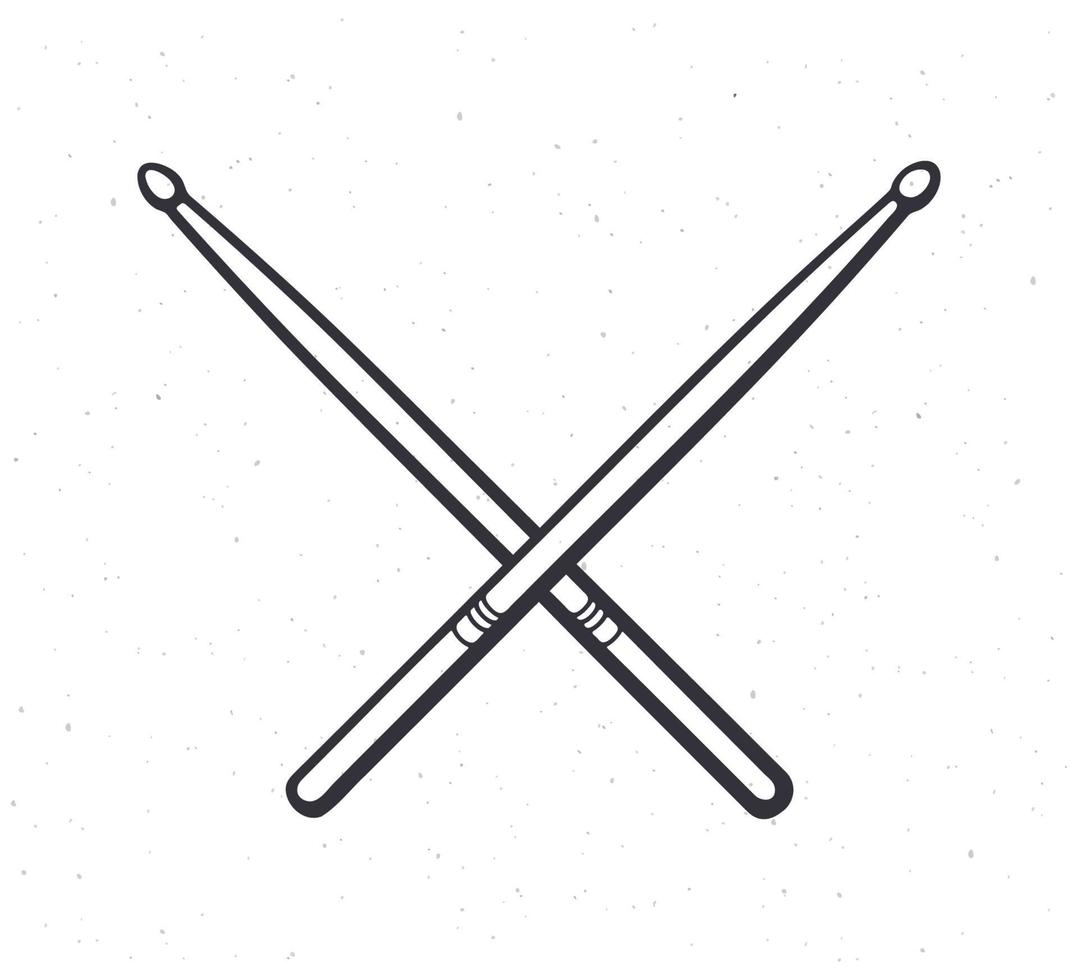 Hand drawn doodle of crossed drumsticks vector