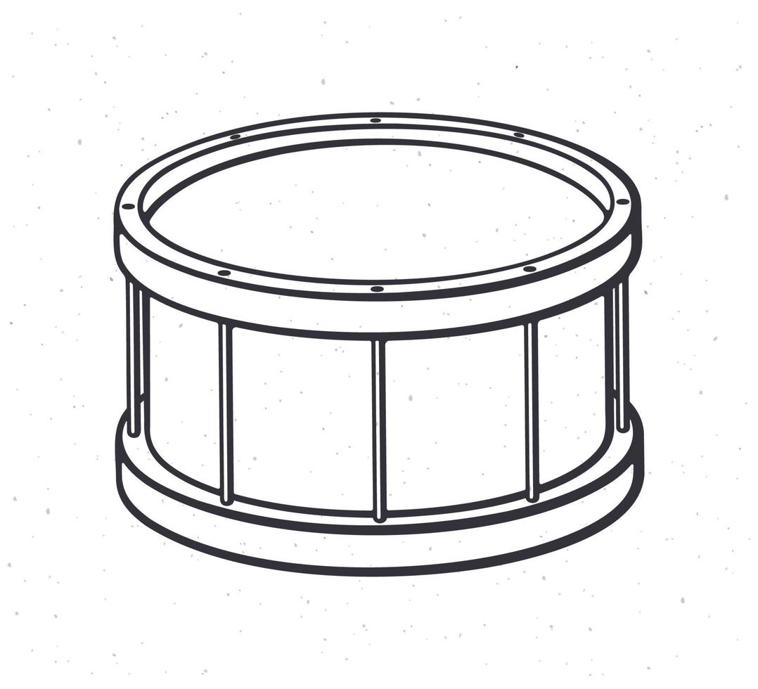 Hand drawn doodle of classic drum vector