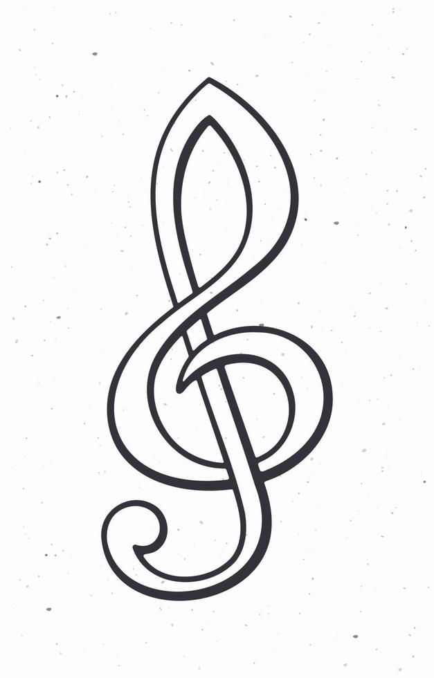 Hand drawn doodle of treble clef vector