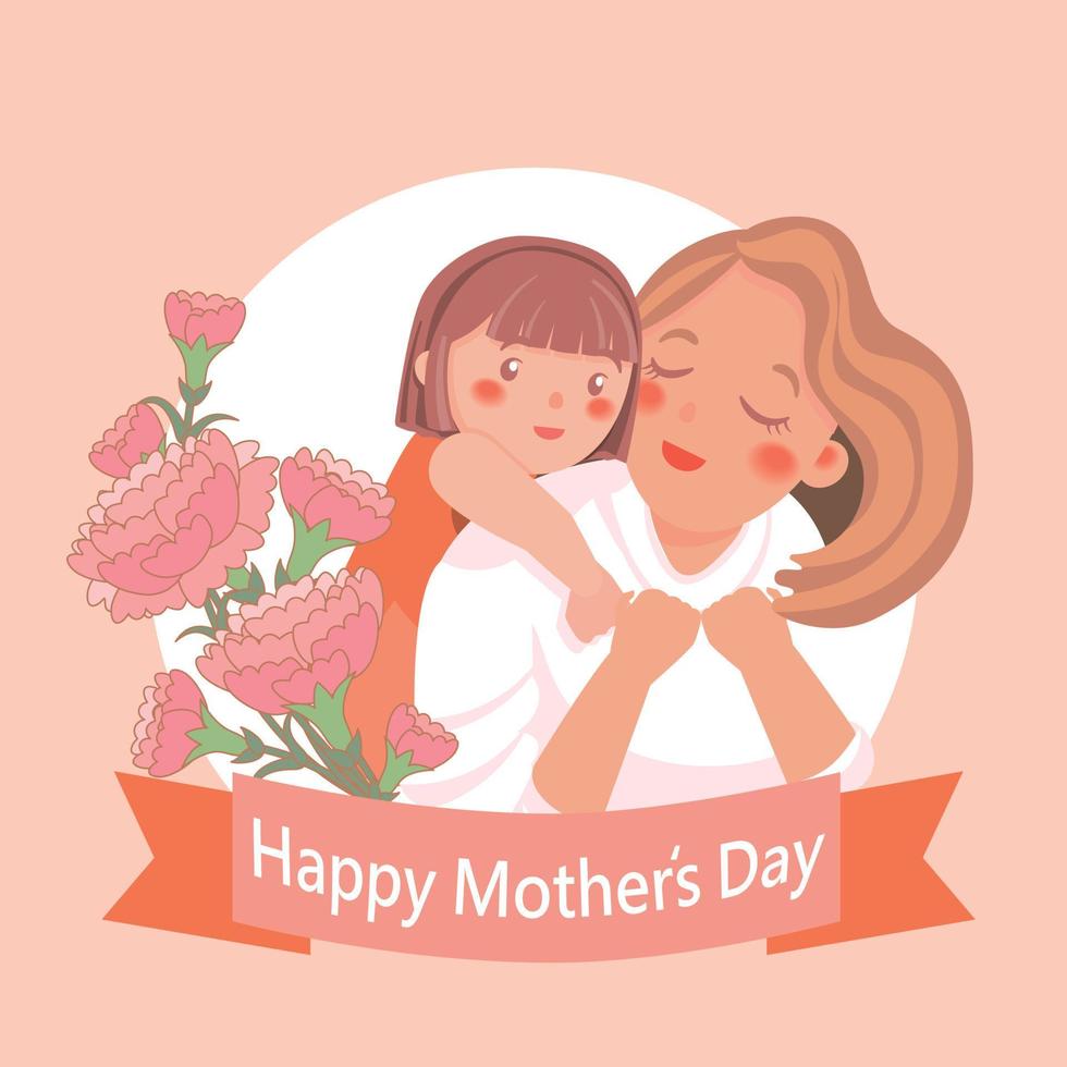 Happy Mother's Day, mother and child close vector