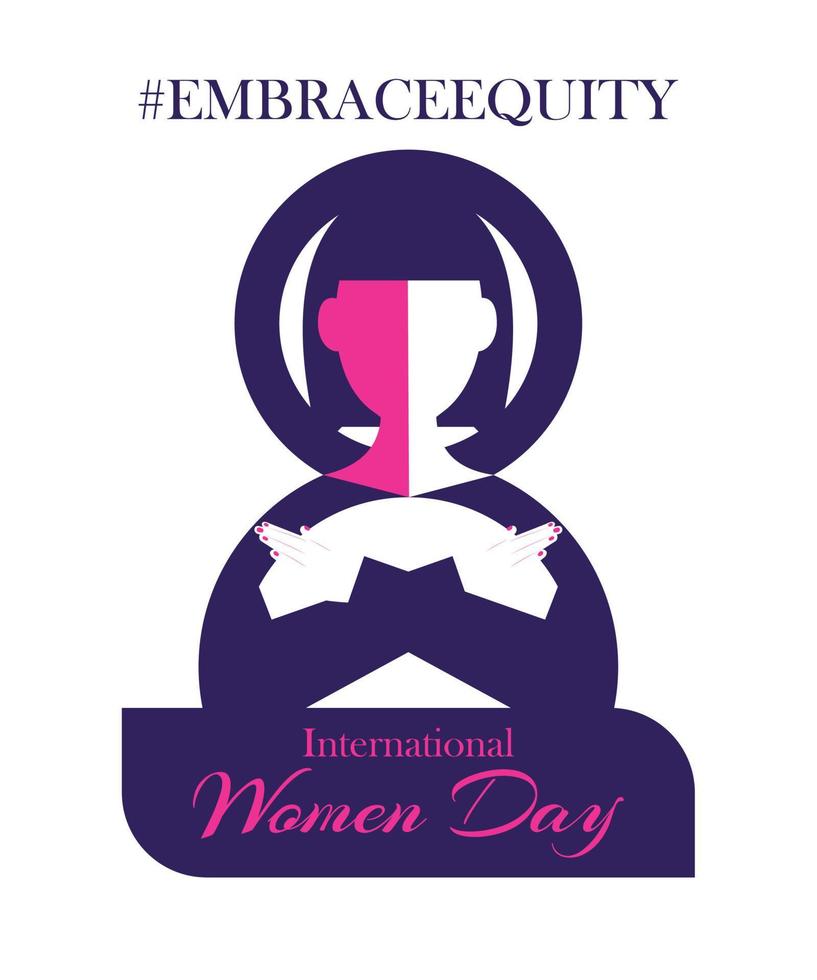 marzo 8 internacional De las mujeres día empresa concepto en sencillo y brillante estilo. abrazo equidad. abrazos, justicia, igualdad. vector. vector