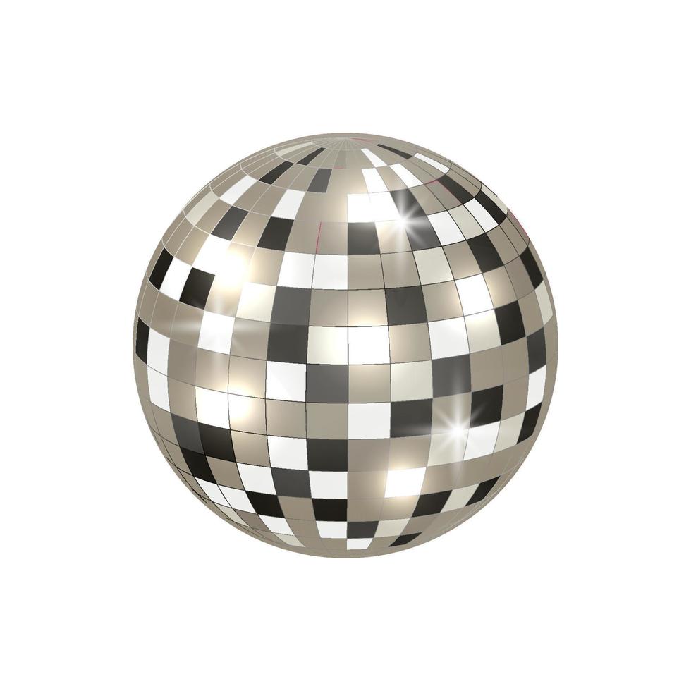 Disco ball isolated illustration. Bright mirrored design of a mirror ball for a dance disco club. vector