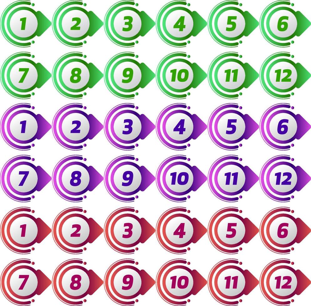 Sequential Arrow Bullet Point vector