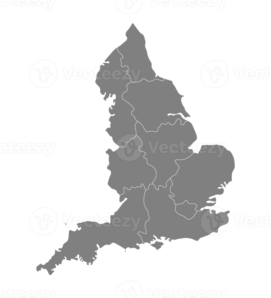 Inglaterra región mapa, gris color png