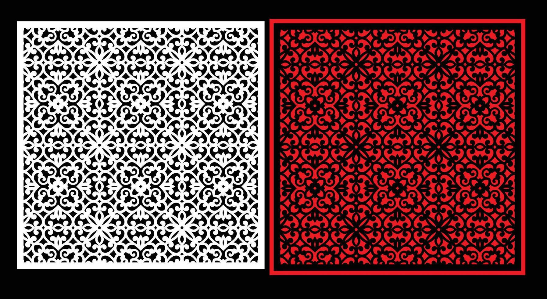 Decorative wall panels set Jali design CNC pattern, laser cutting pattern, router CNCcutting.Jali Laser cut decorative panel set with lace pattern. vector