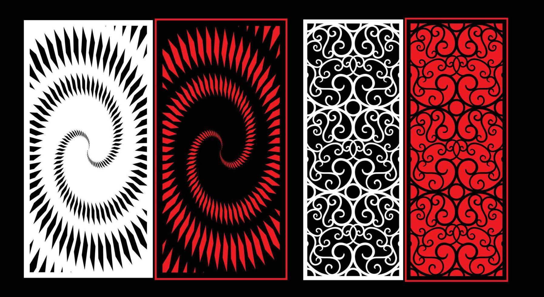 Decorative wall panels set Jali design CNC pattern, laser cutting pattern, router CNCcutting.Jali Laser cut decorative panel set with lace pattern. vector