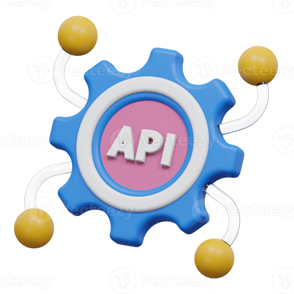 api setting 3d rendering, transparent backgorund, design and development png