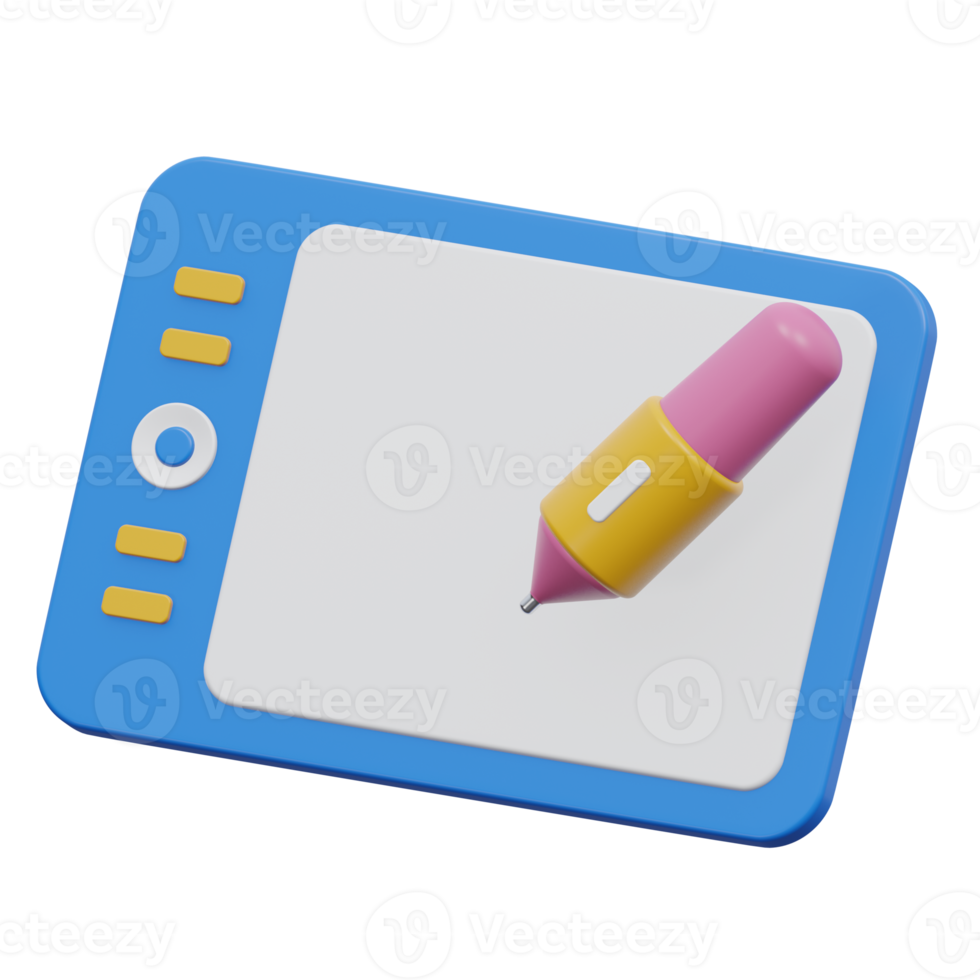 graphic tablet 3d rendering, transparent backgorund, design and development png