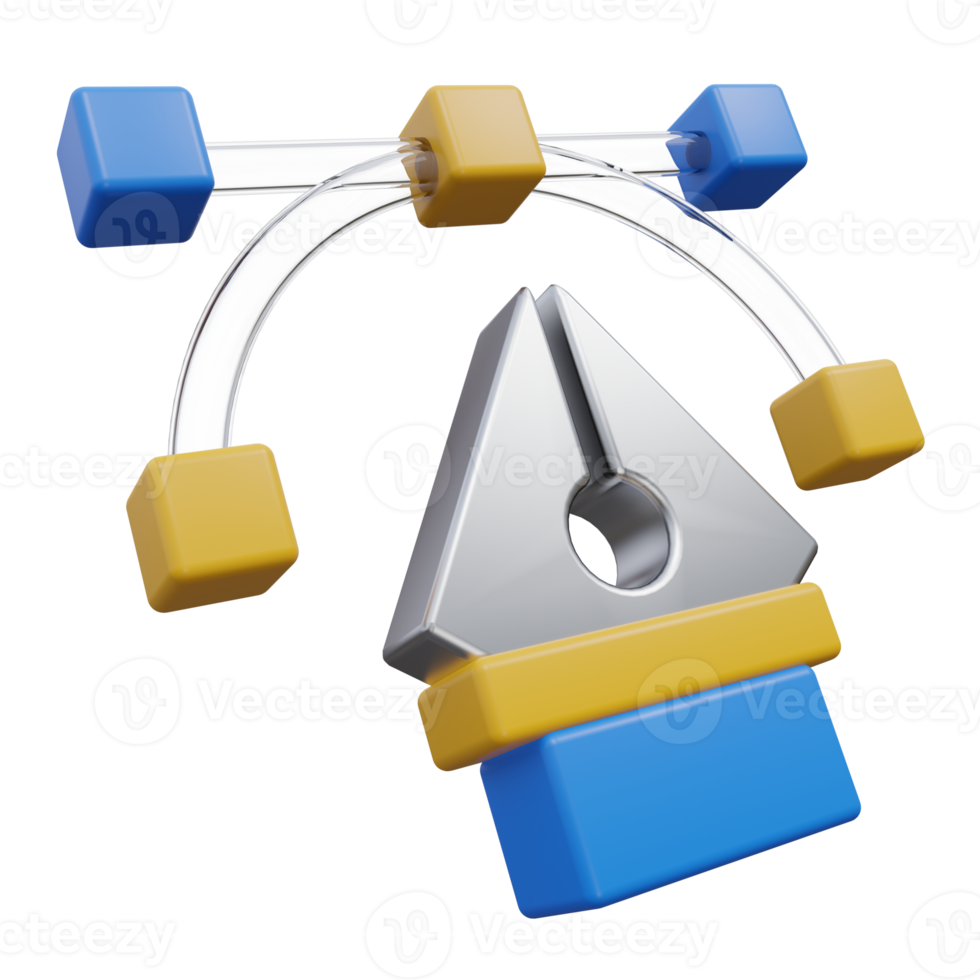 bezier tool 3d rendering, transparent backgorund, design and development png