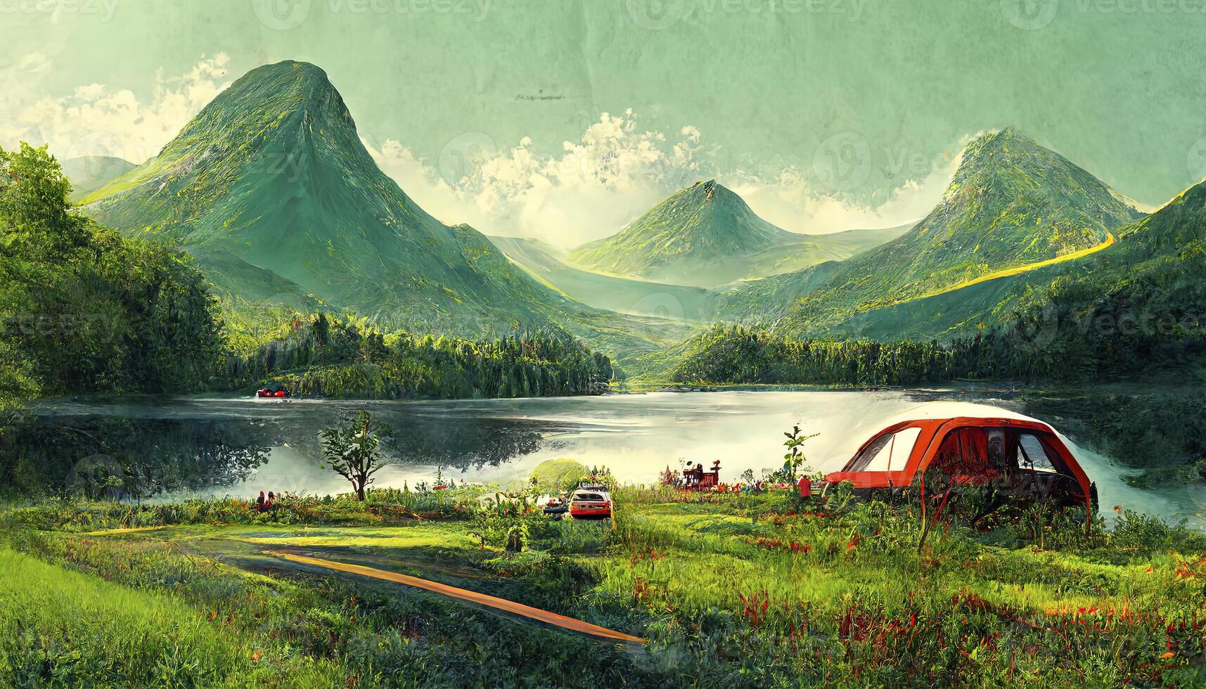 Traveling landing page with illustration. photo