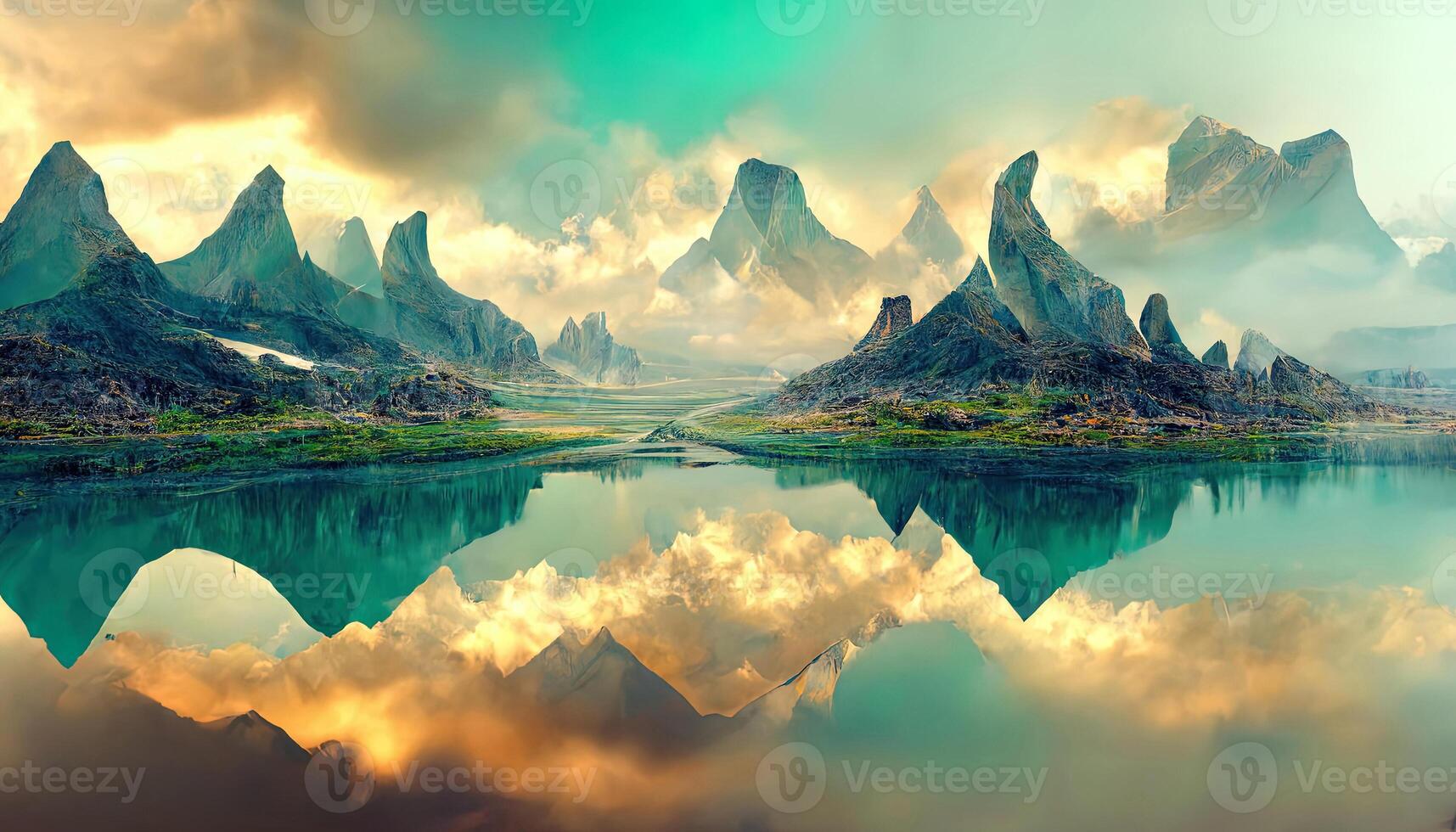 realista montaña paisaje ilustración. generativo ai foto