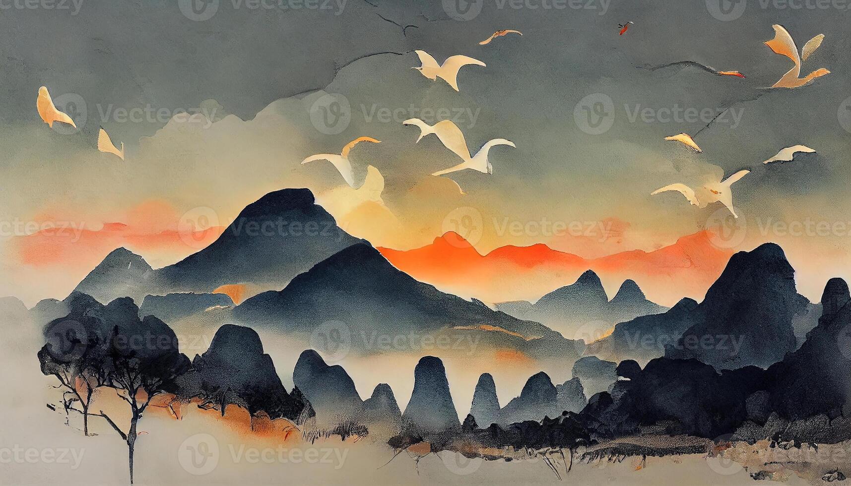 Flat design mountain landscape. photo