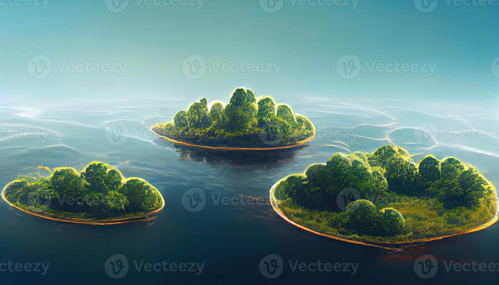 World Conservation, Day environment and Floating islands with trees. photo