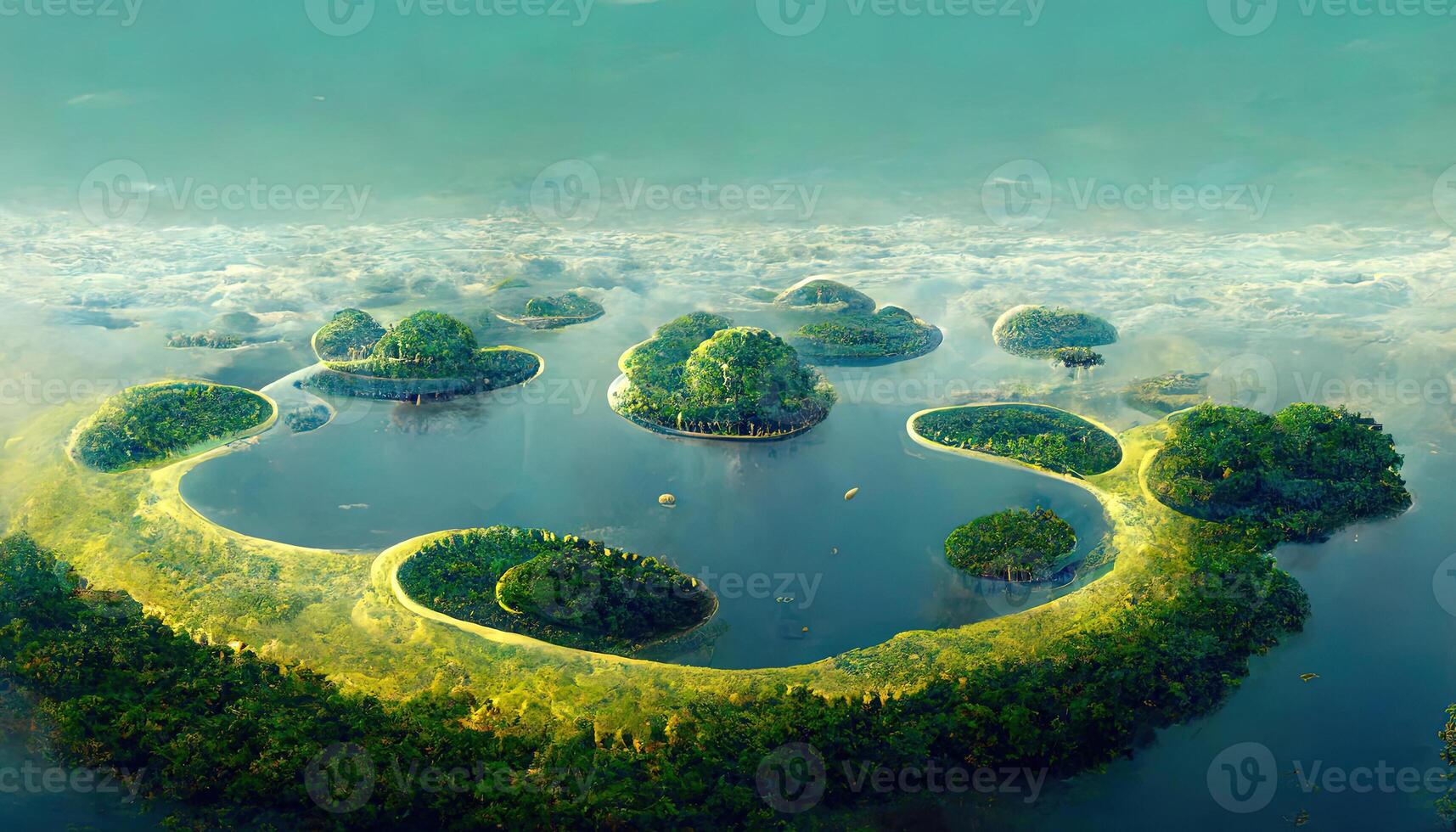 Flat island background design. photo