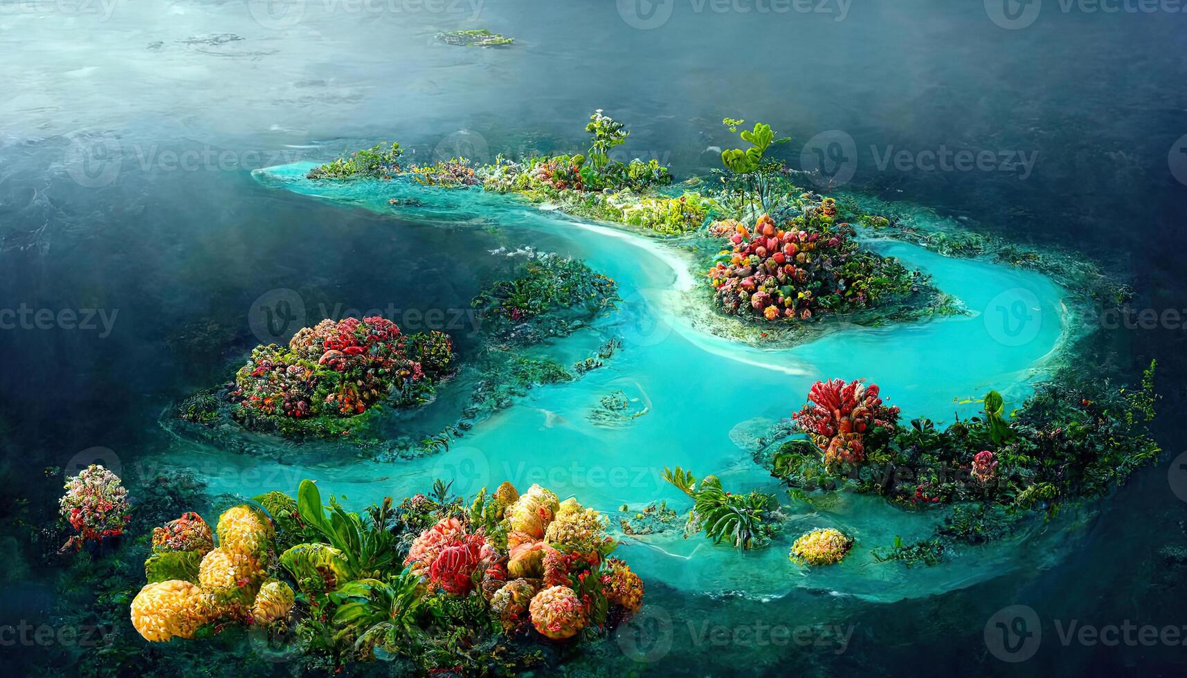 Beautiful underwater world with corals. photo