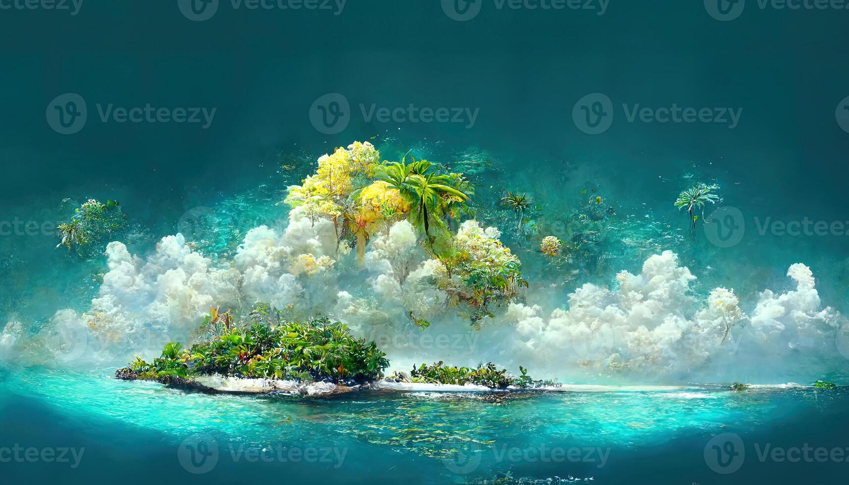 Tropical island in the middle of the ocean tropical paradise perfect destination. photo