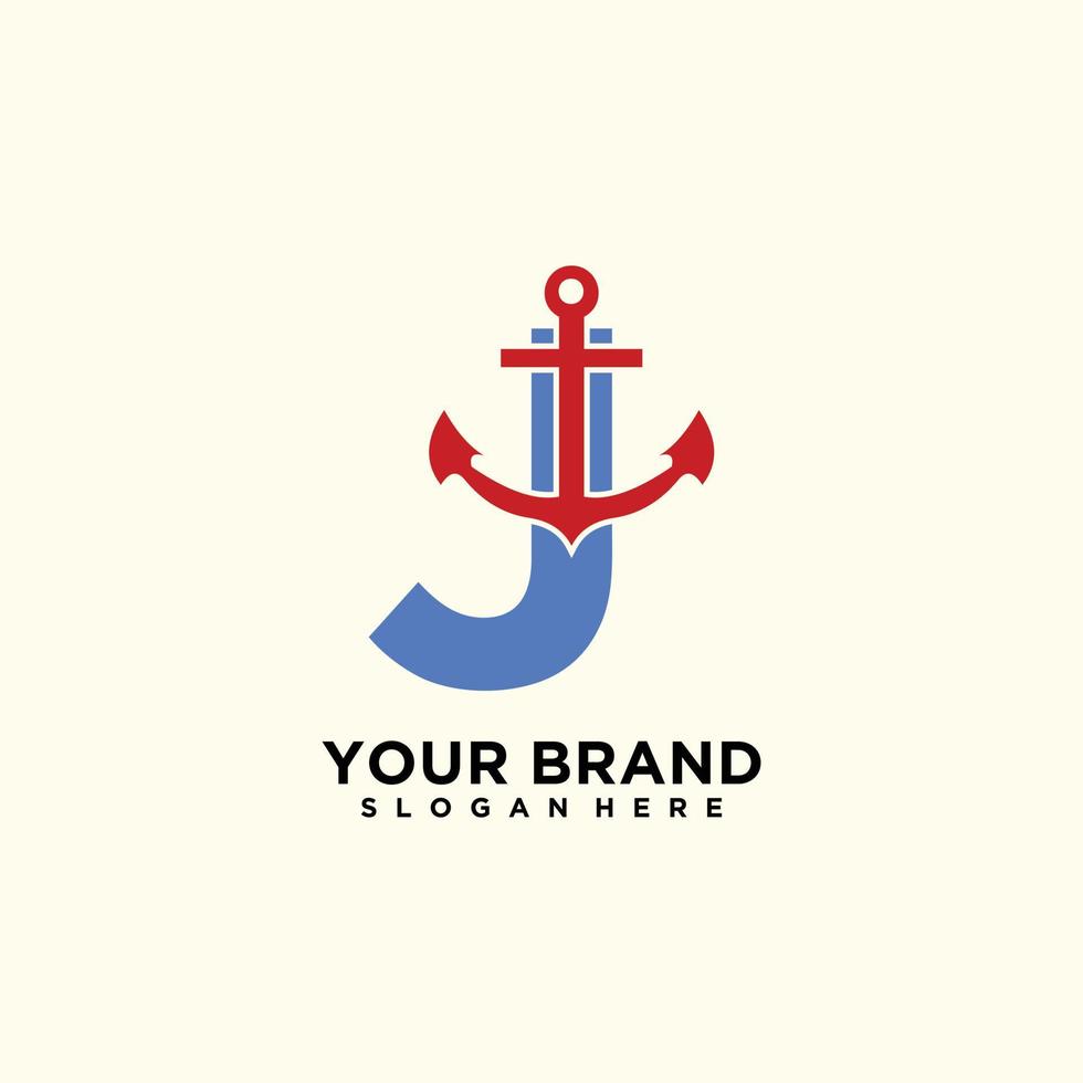Anchor logo design for business on board the ship vector