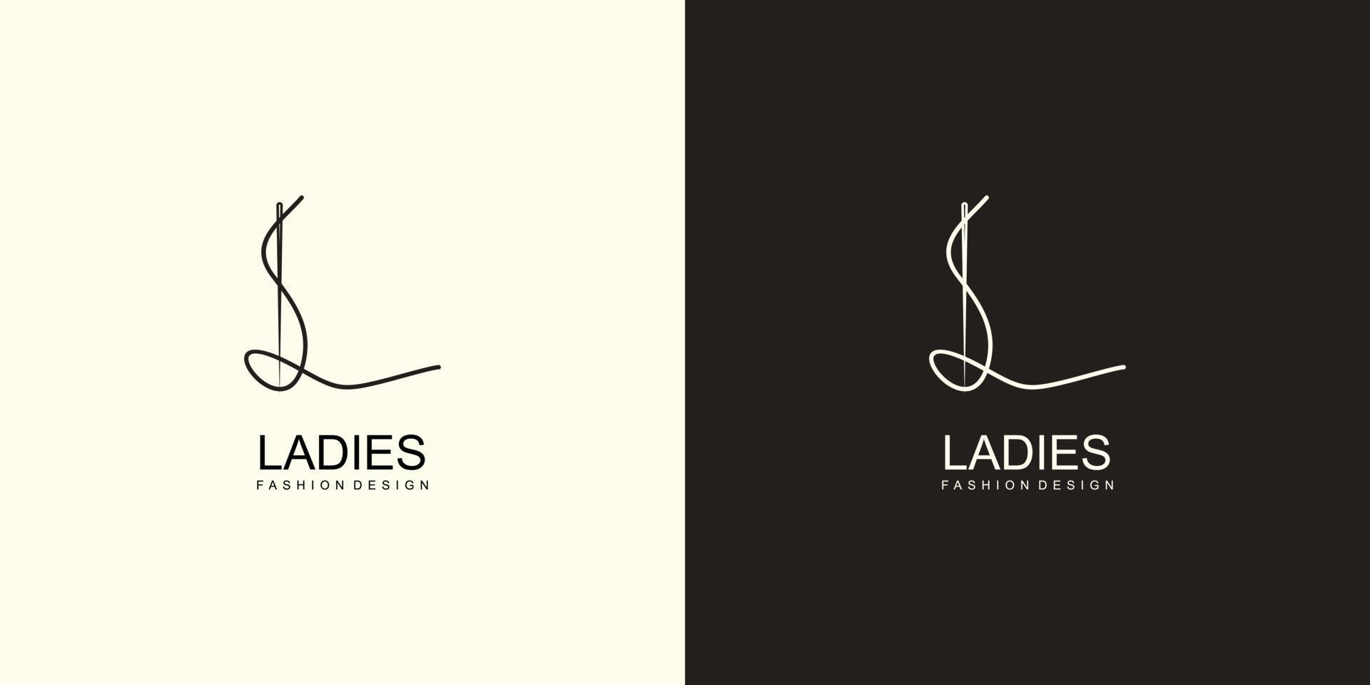 Tailor design logo with unique letter L concept vector