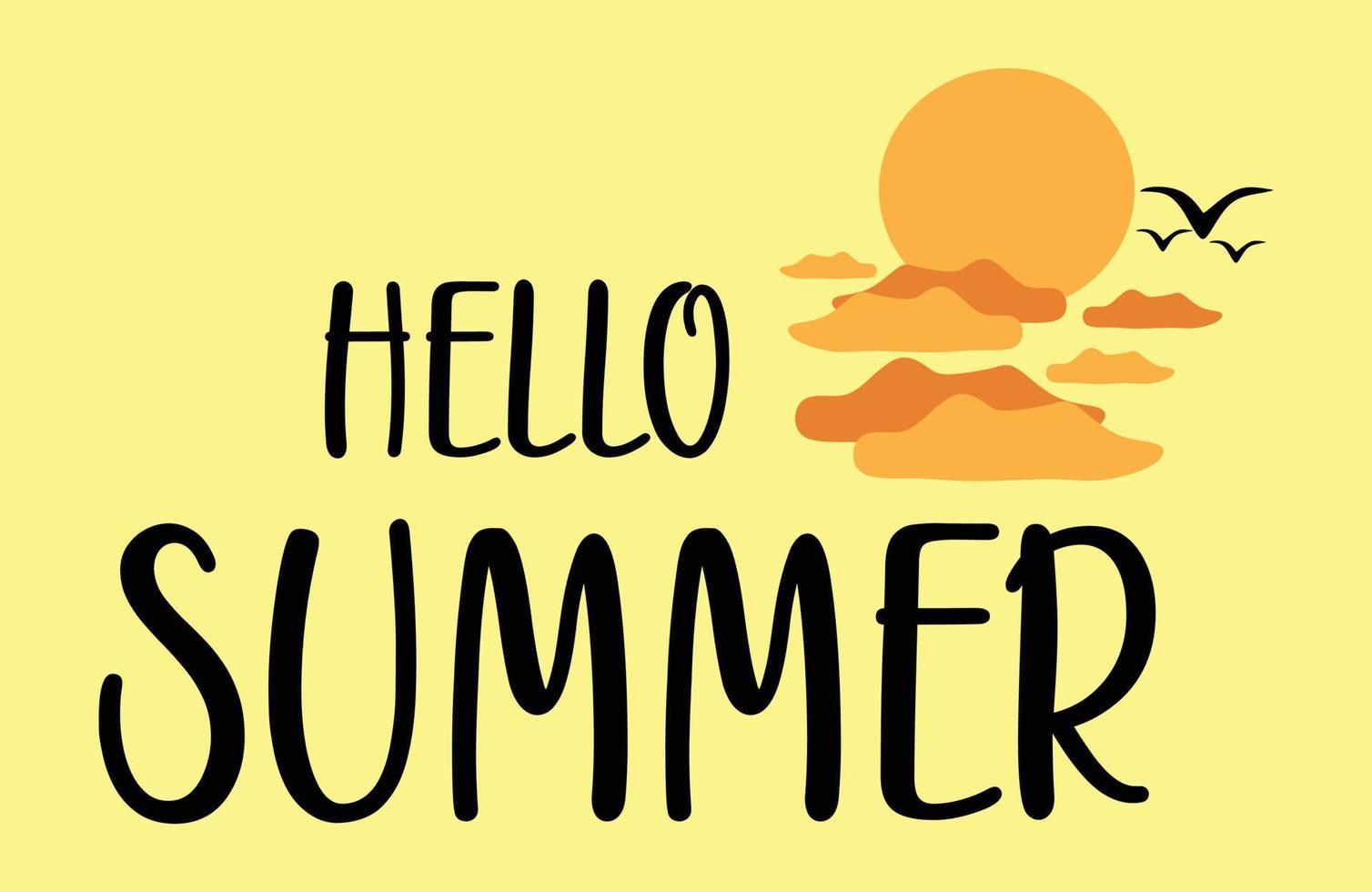 A yellow background with a yellow background with the words hello summer vector design and holiday banner design