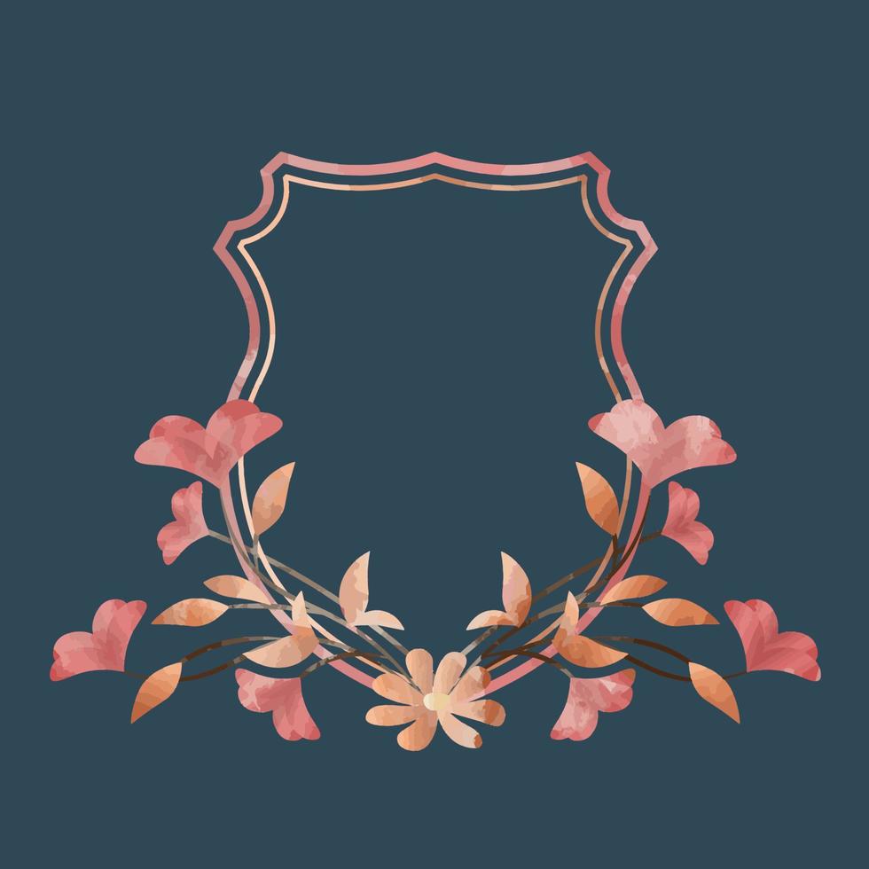 Watercolor crest with flower vector