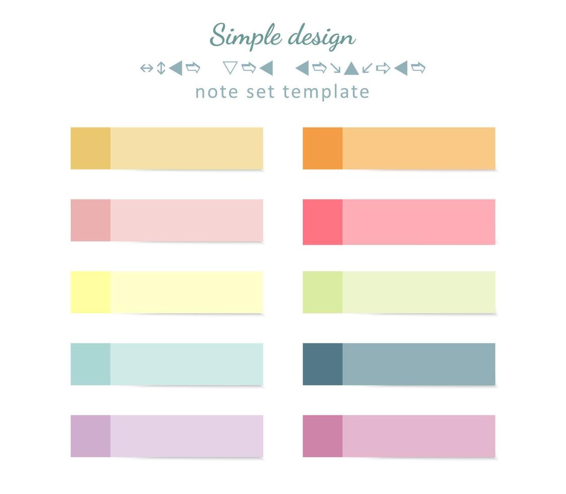 Post note stickers isolated on white background. Color sticky tapes with shadow template. Vector