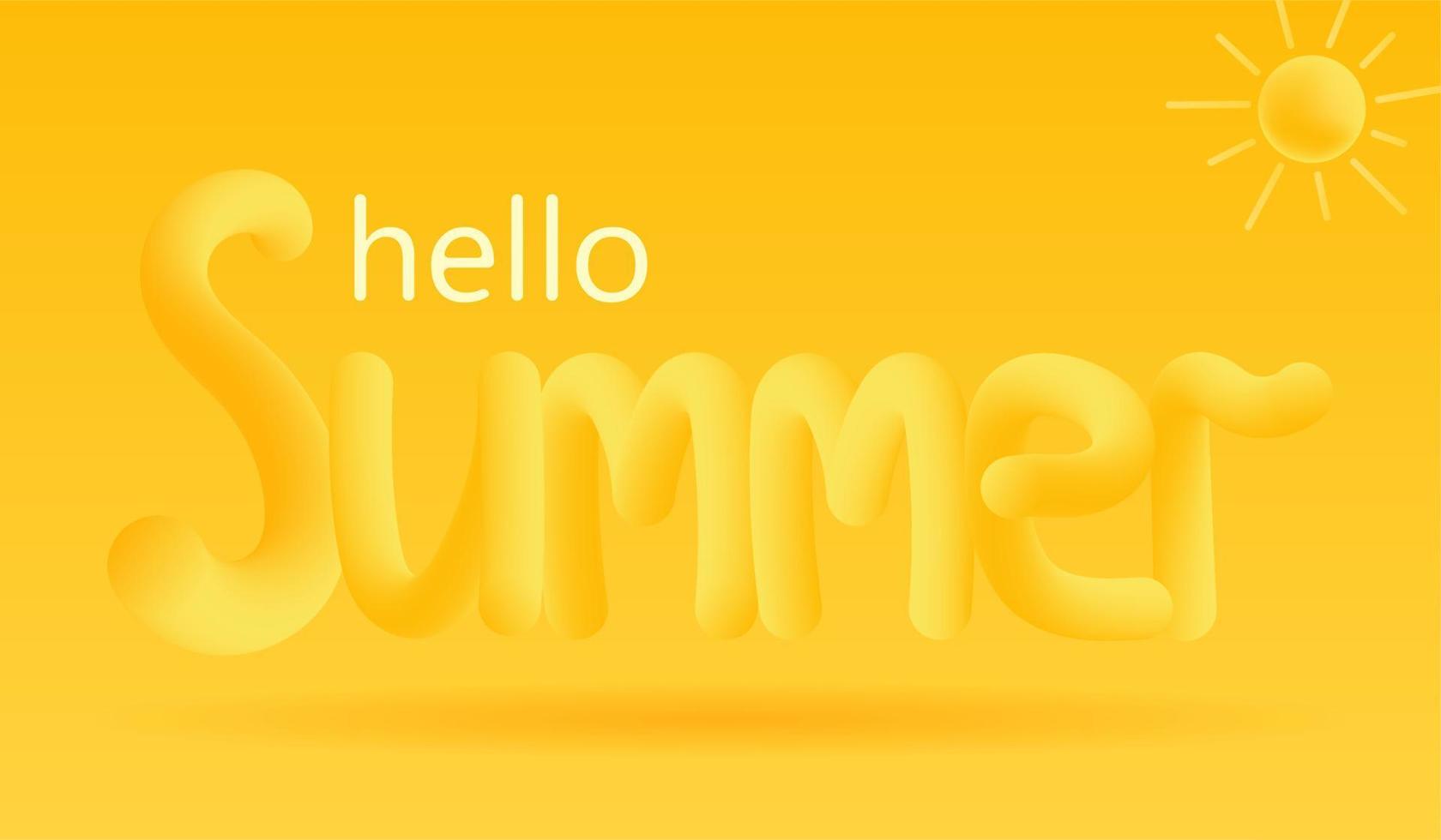 Yellow summer banner. Sun lettering with 3D effect. Sun and rays. For web use, banners, posters, advertisements .Vector vector