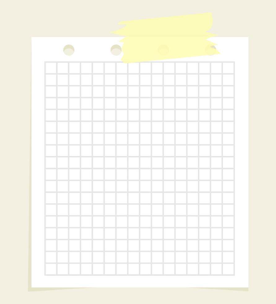 Notepad paper background, checkered sheet.Vector vector
