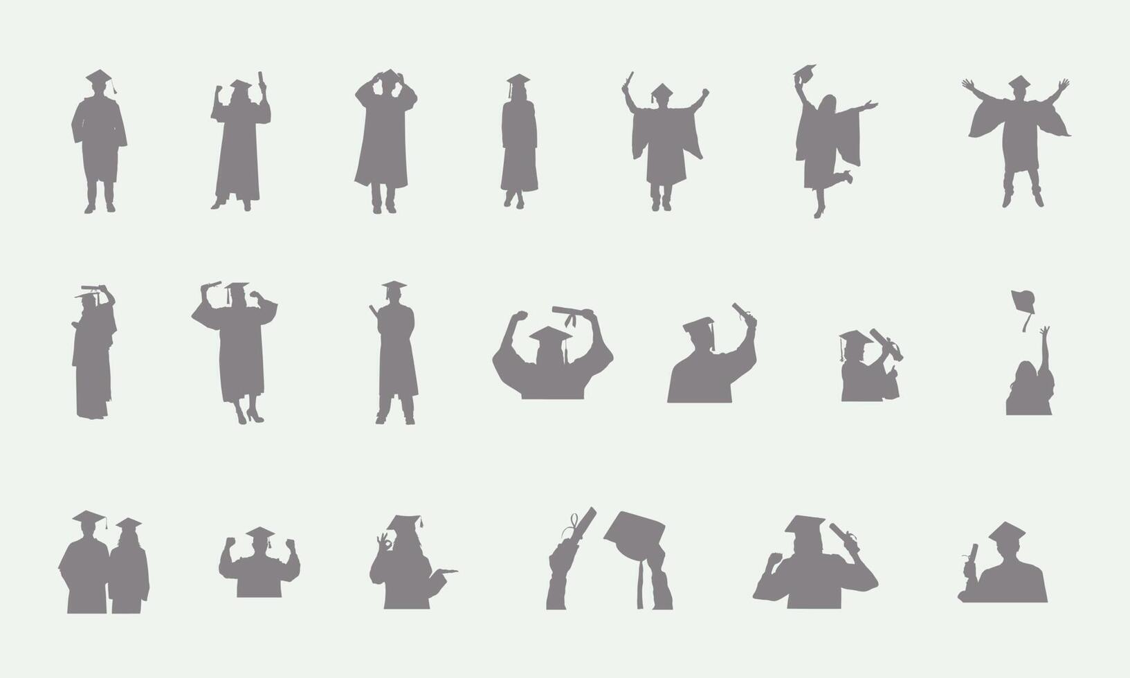 Graduates celebrating silhouettes vector