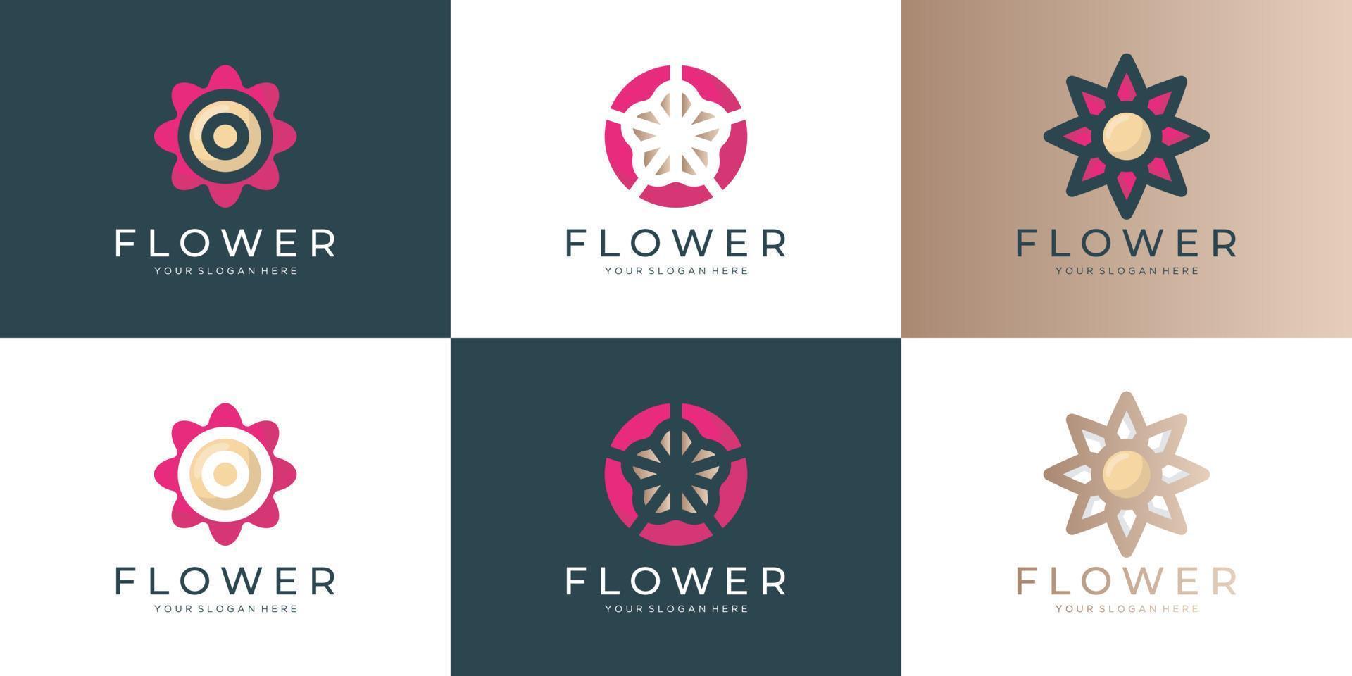 Flower logo icon set vector design. Elegant premium ornament vector logotype symbol