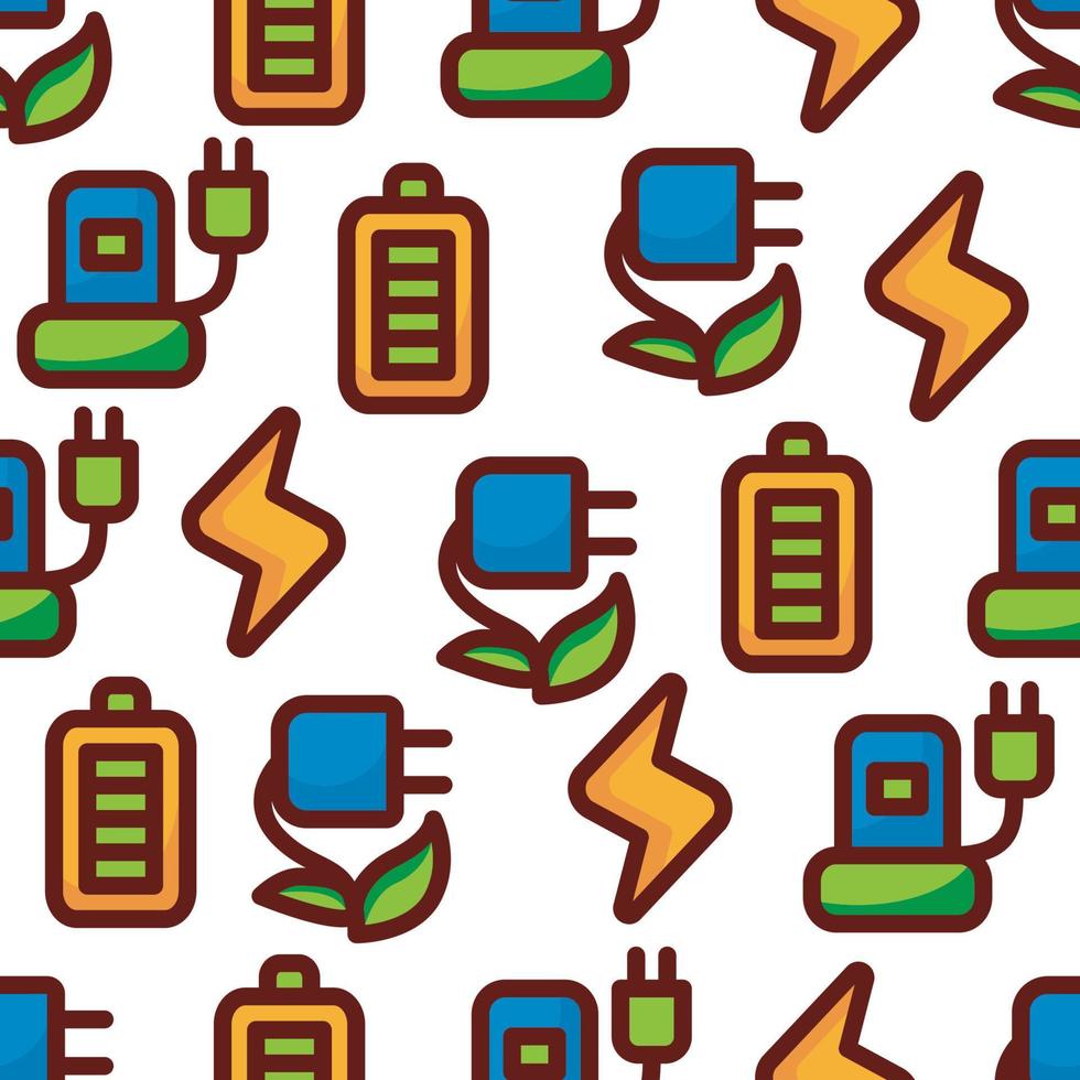 Ecology seamless pattern with small eco icons. Vector background illustration.