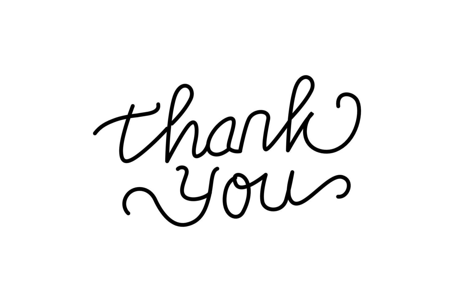 Thank You handwritten vector art. Hand drawn lettering. Thank You calligraphy. Thank you card. Vector illustration.