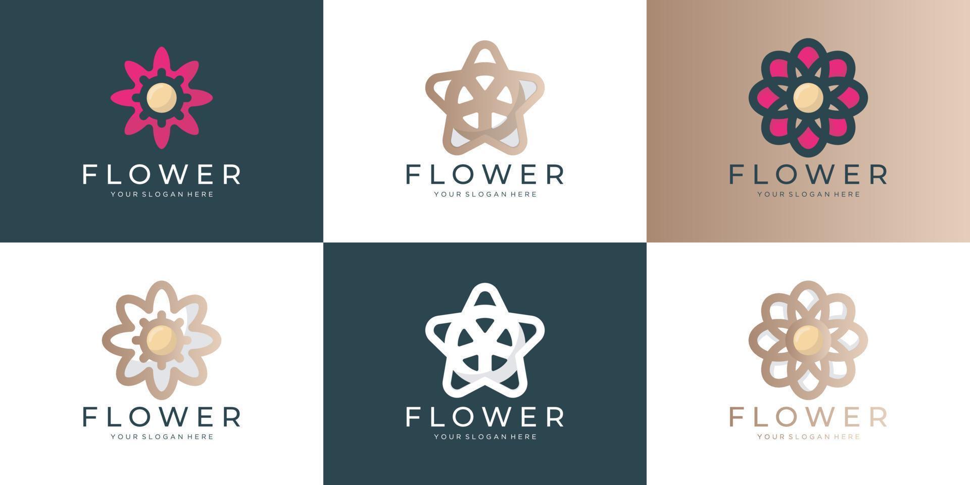 Flower logo icon set vector design. Elegant premium ornament vector logotype symbol