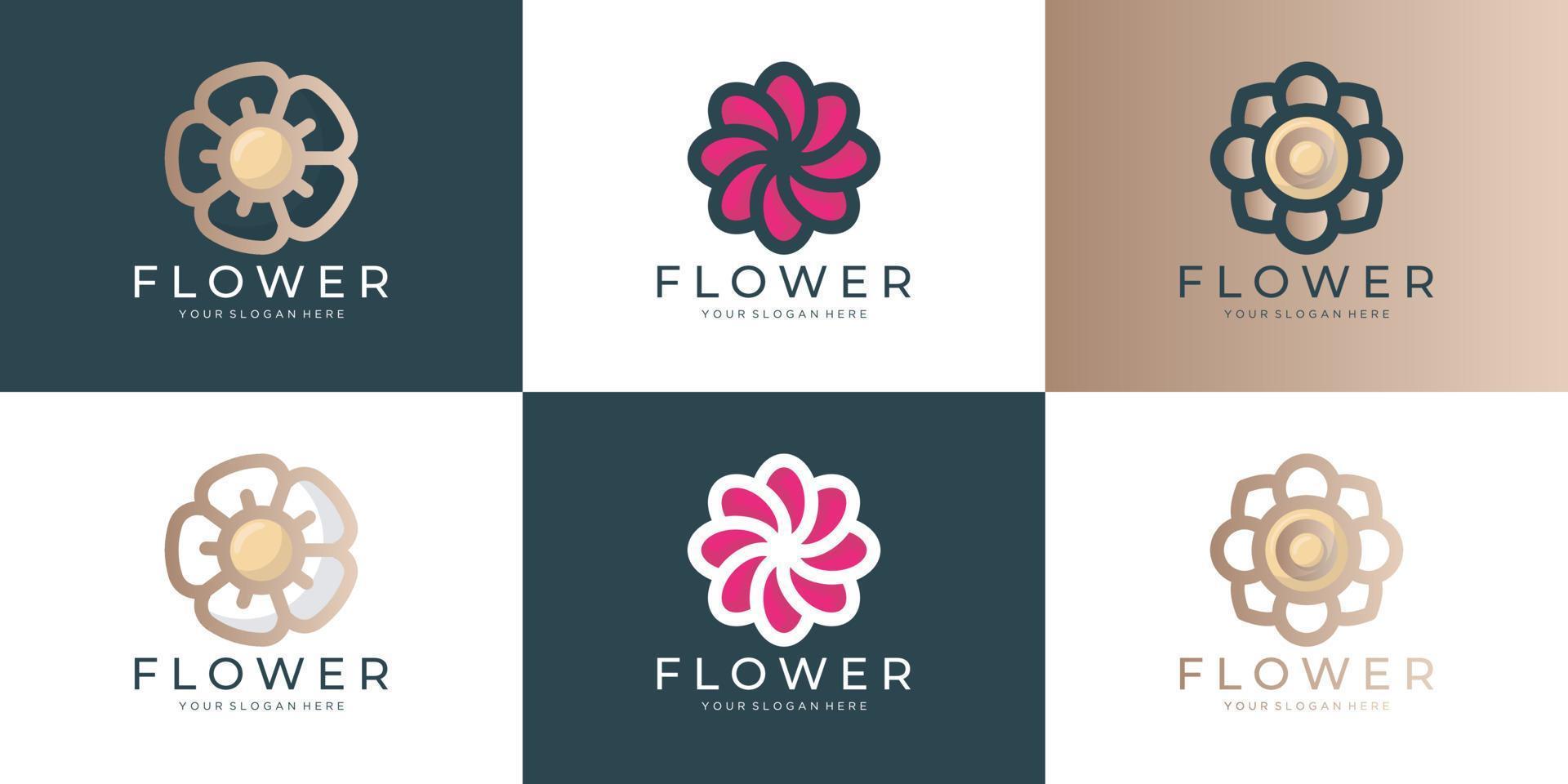 Flower logo icon set vector design. Elegant premium ornament vector logotype symbol