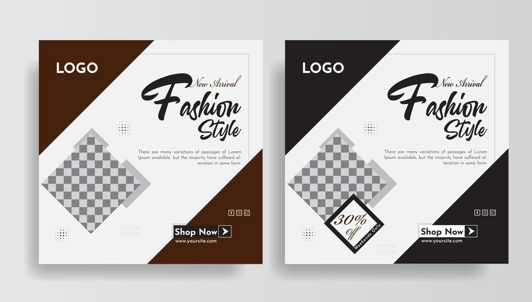 Fashion Style Social media Template, Instagram Fashion Pack, Beauty Center Makeup Social media post-Banner Square Flyer Template Design, Business Advertisements template. vector