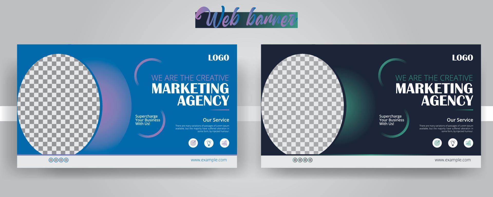 Digital marketing agency banner for website, web banner for business marketing, facebook or Instagram banner template design, vector