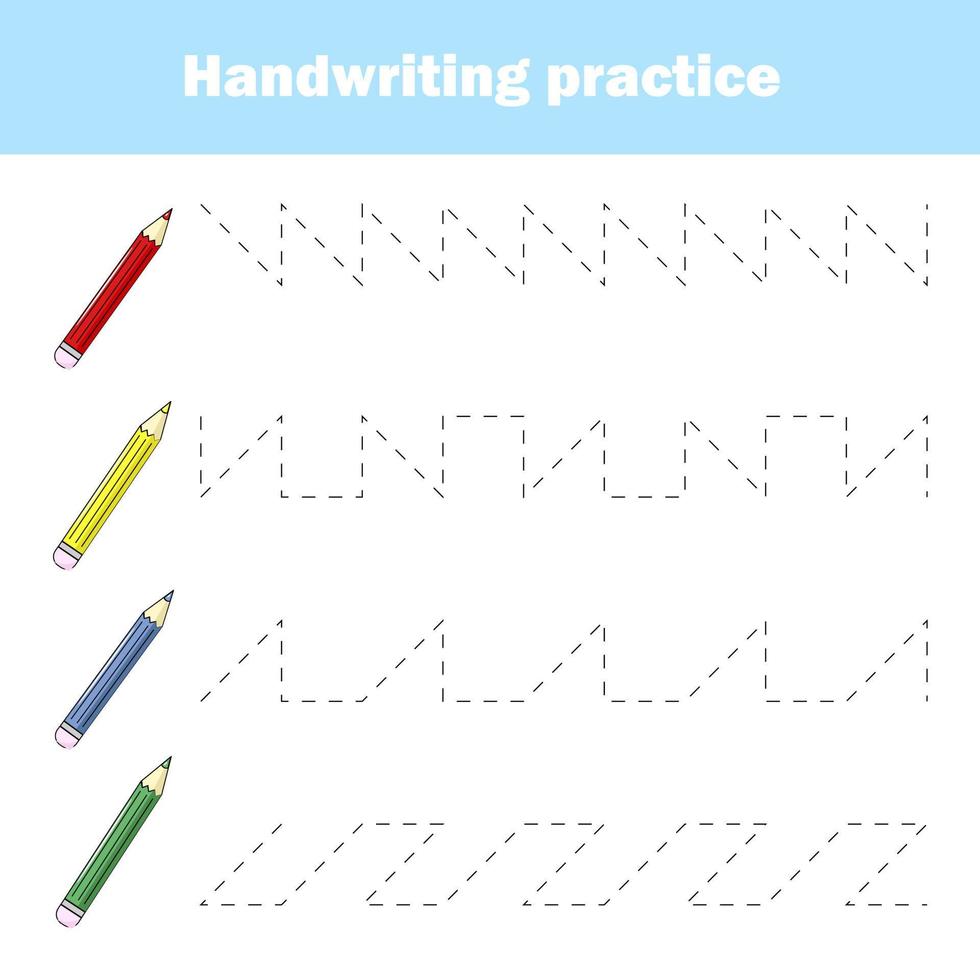 Handwriting practice sheet. Educational children game, printable worksheet  for kids. Writing training printable worksheet. 22893111 Vector Art at  Vecteezy