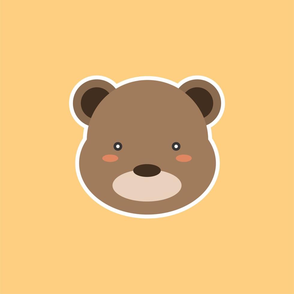 cute bear head cartoon flat design vector illustration
