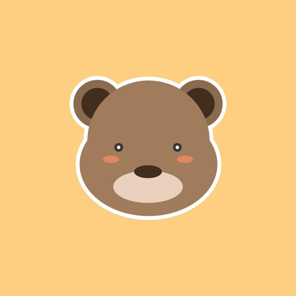 cute bear head cartoon flat design vector illustration