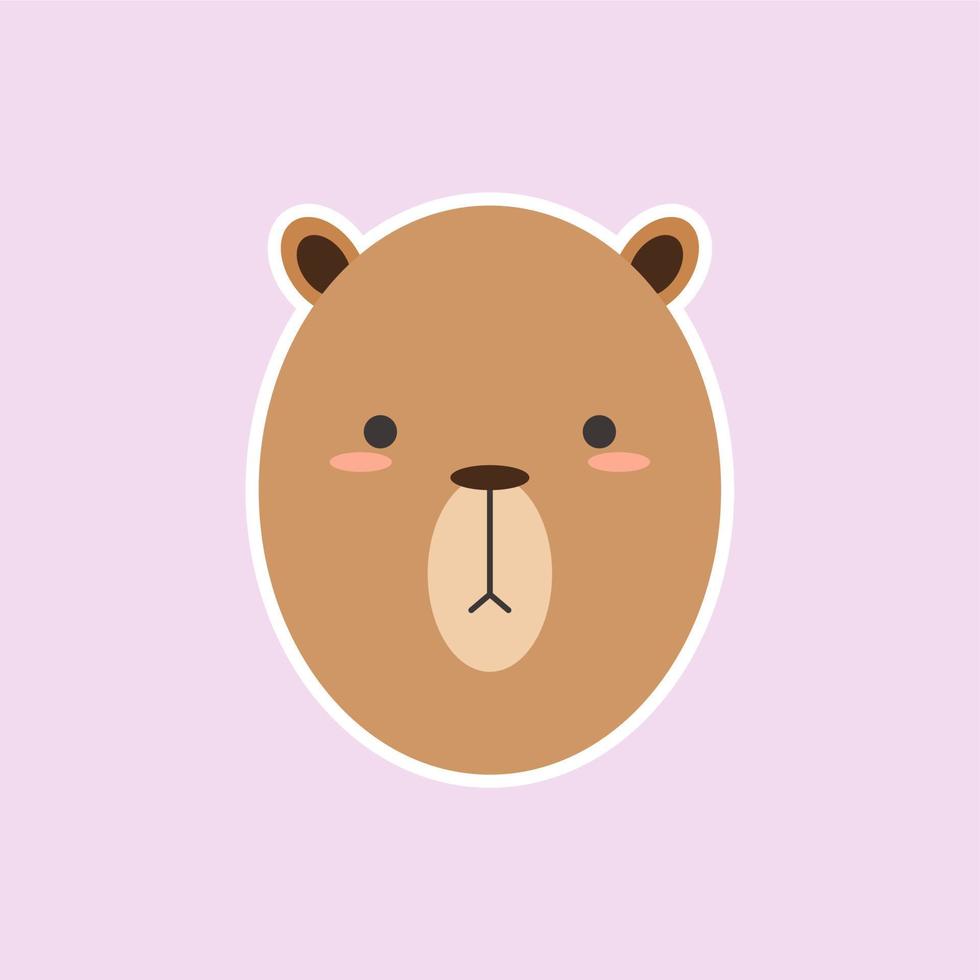 cute bear head cartoon flat design vector illustration