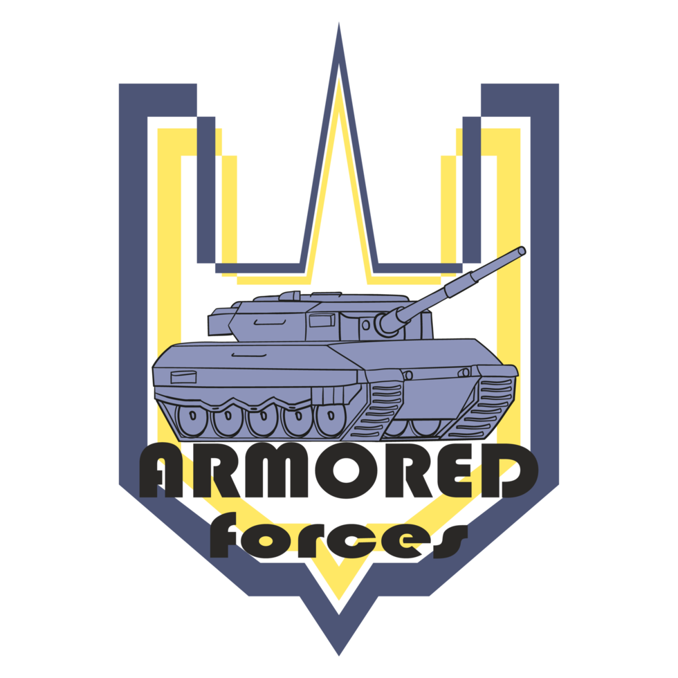 Jahrgang Militär- Emblem. gepanzert Panzer Abzeichen und Logo. bunt png Illustration.