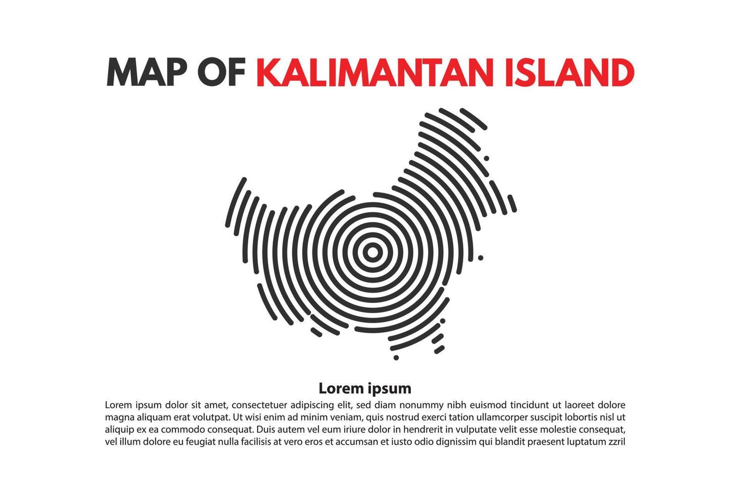 Kalimantan Borneo spiral map in vector flat design Indonesia island