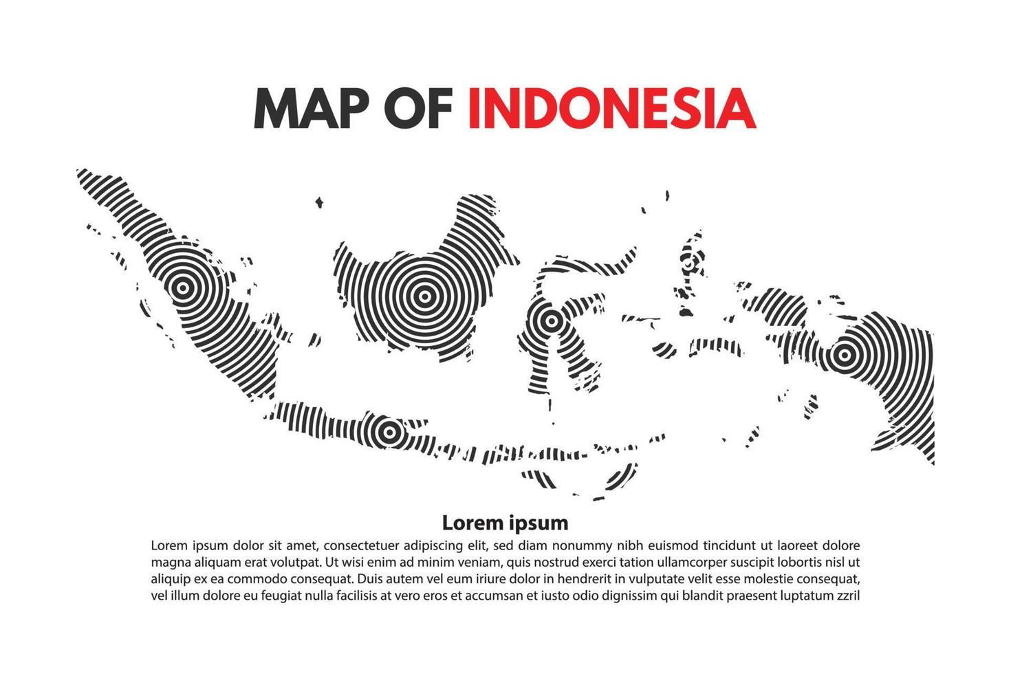 gratis Indonesia mapa en espiral línea vector diseño y tipografía