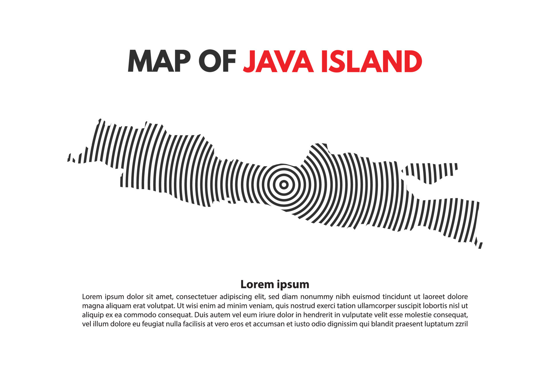 Indonesia Map Java island in Spiral line vector design and typography ...