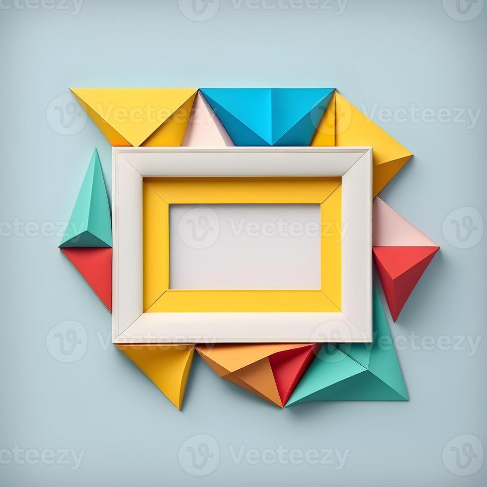 empty photo frame geometric colorful retro modern minimalist .