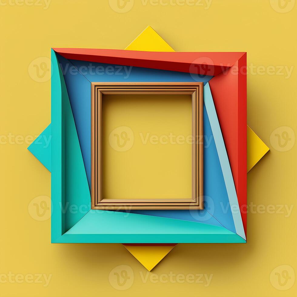 empty photo frame geometric colorful retro modern minimalist .