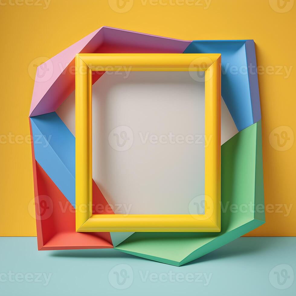 empty photo frame geometric colorful retro modern minimalist .