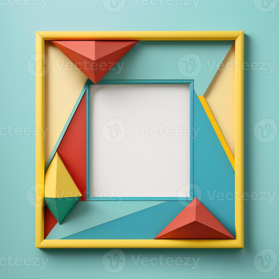 empty photo frame geometric colorful retro modern minimalist .