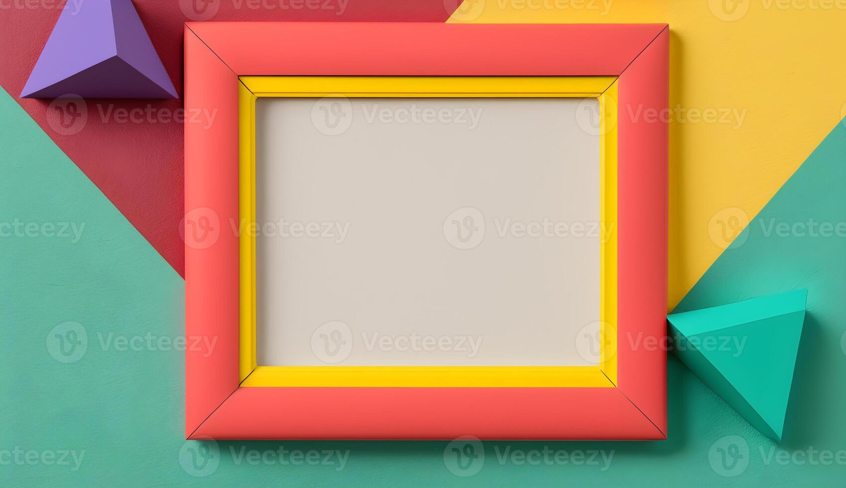 empty photo frame geometric colorful retro modern minimalist .